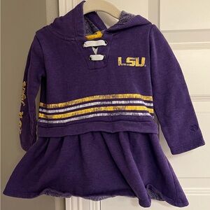 LSU Hooded Long Sleeve Dress, Size 2T